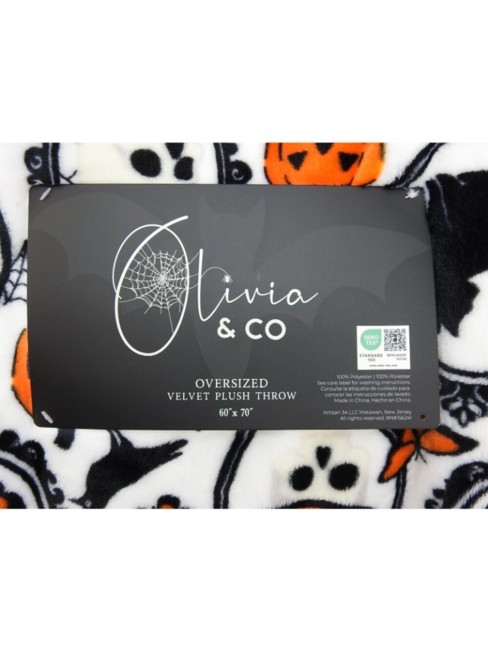 Halloween Skeleton Ghost Pumpkin Velvet Plush Throw Blanket 60x70 Soft Gothic - Picture 4 of 6